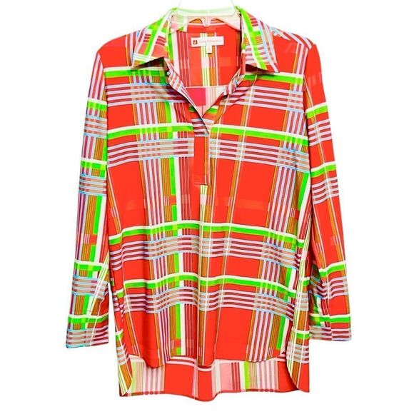 Jude Connally Cloth Top Multicolor Geometric Collar Long Sleeve Pullover Shirt - Picture 2 of 12